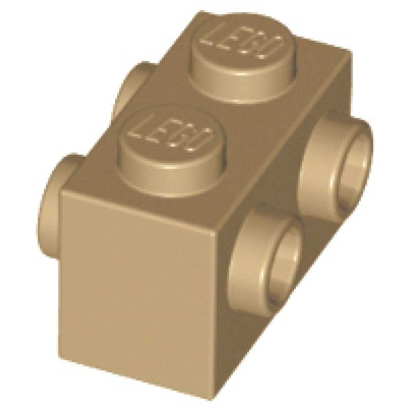 Steen, Aangepast 1x2 met 2 nopjes aan 2 kanten Dark Tan